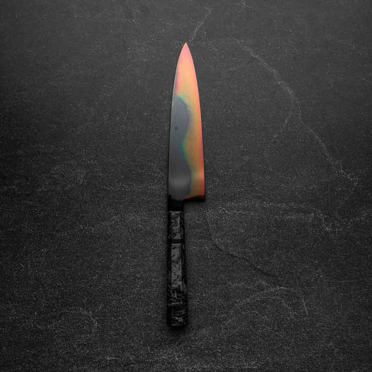 Yoshikazu Ikeda White 1 Honyaki Kachikaeshi Gyuto 210mm - Dark Carbon Fibre