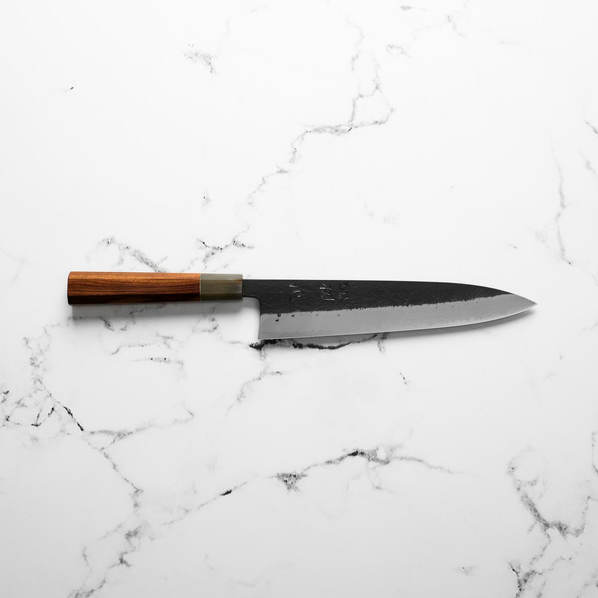Hatsukokoro Shinkiro Blue Super Damascus Kurouchi Gyuto 210mm - Quince