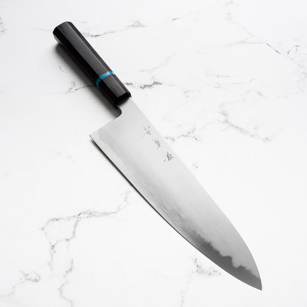 Y.Tanaka x Sakai Kikumori Extra Tall Blue 1 Gyuto 255mm - Ebony Turquoise