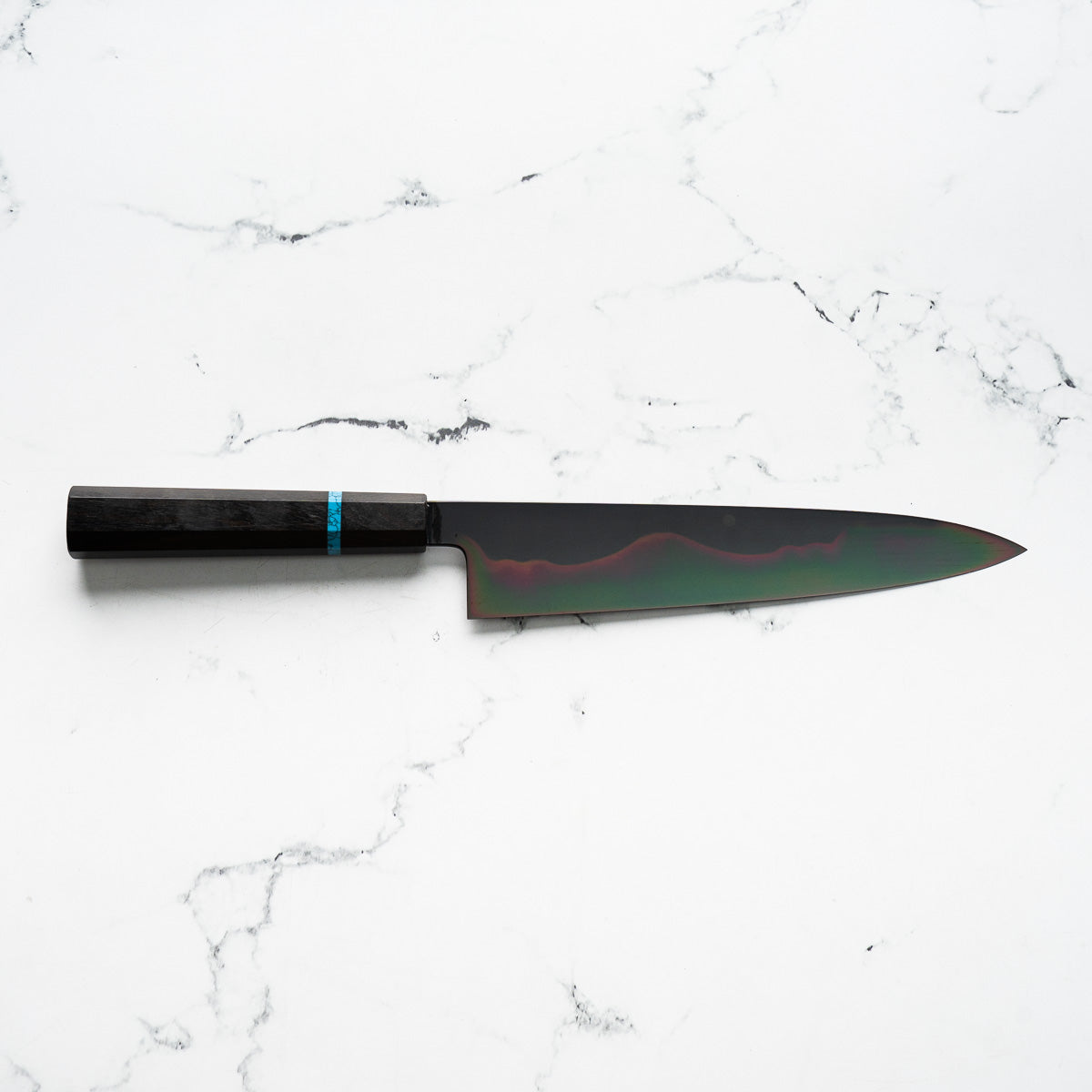 Yoshikazu Ikeda White 1 Honyaki Kachikaeshi Gyuto 240mm - Ebony Turquoise