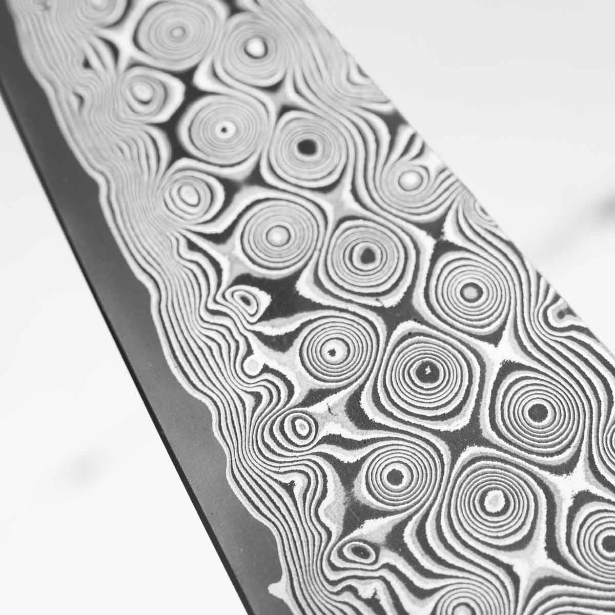 Nigara Hamono "Anmon" SG2 Raindrop Damascus Petty 120mm - Dark Carbon Fibre
