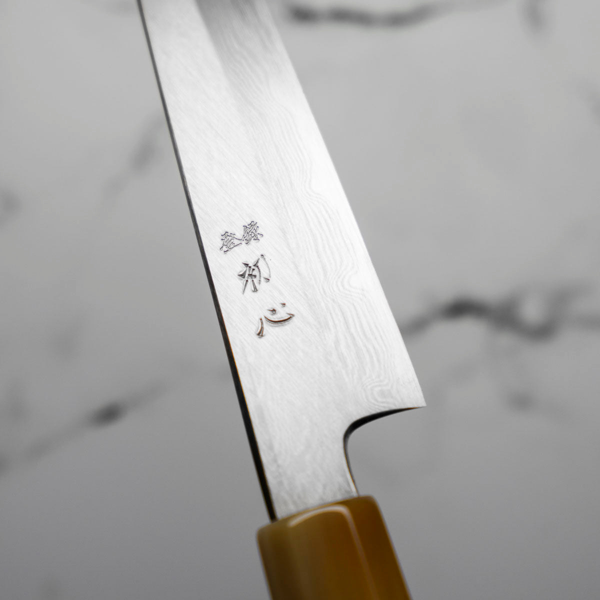 Nakagawa Satoshi (Hatsukokoro) Blue 1 Damascus Petty 150mm - Double Blonde
