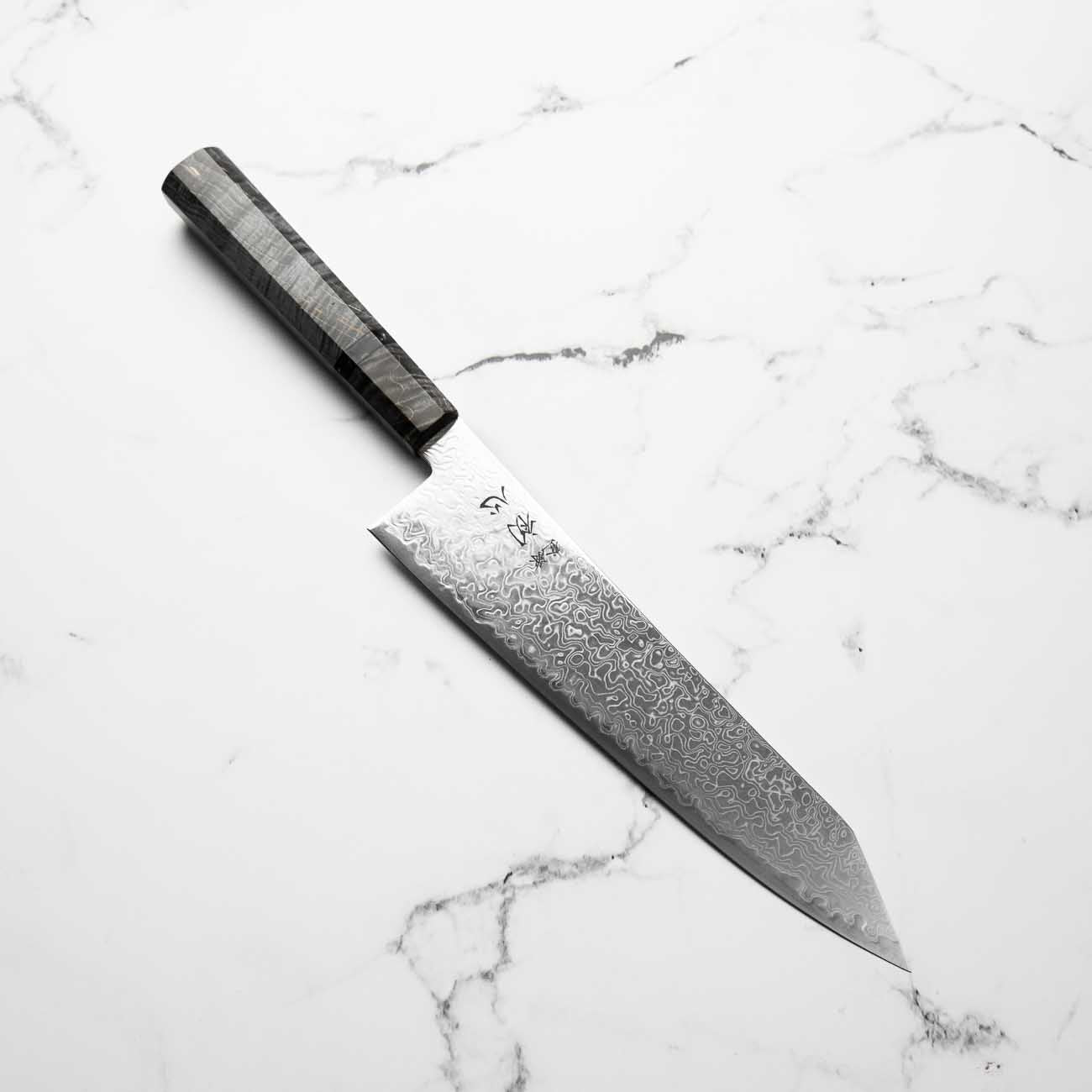 Hatsukokoro Ryuhyo SG2 Damascus Kiritsuke Gyuto 210mm -  Dark Maple