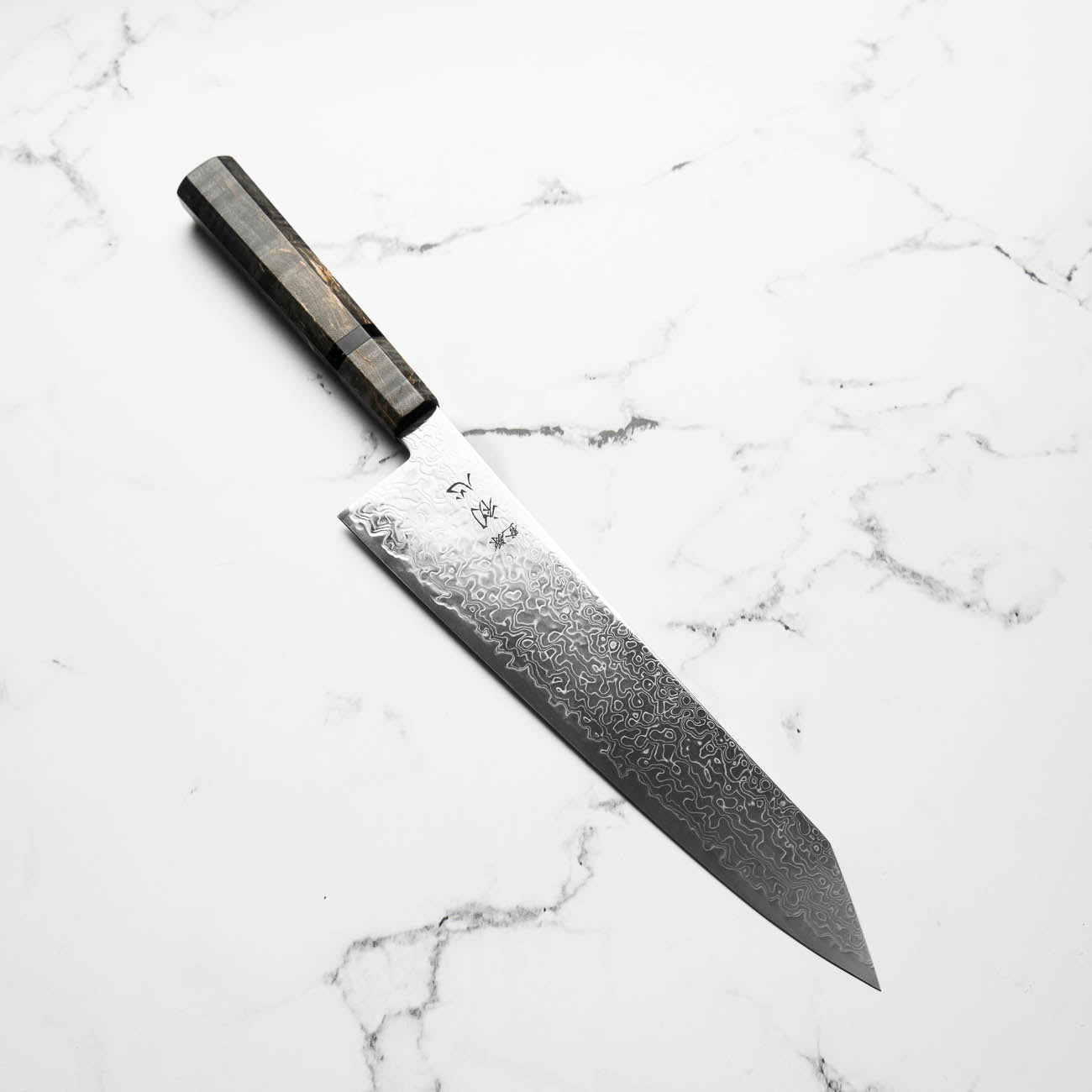 Hatsukokoro Ryuhyo SG2 Damascus Kiritsuke Gyuto 240mm - Dark Maple