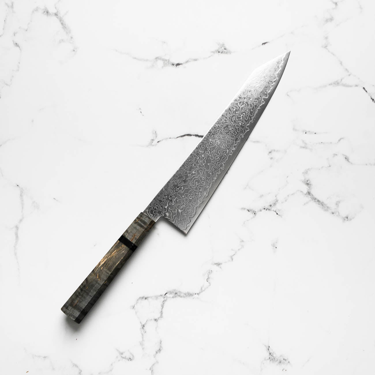 Hatsukokoro Ryuhyo SG2 Damascus Kiritsuke Gyuto 240mm - Dark Maple