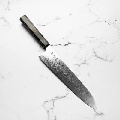 Hatsukokoro Ryuhyo SG2 Damascus Gyuto 240mm - Dark Maple