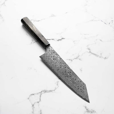 Nigara Hamono "Anmon" SG2 Raindrop Damascus Kiritsuke Gyuto 210mm - Dark Maple