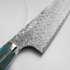 Nigara Hamono SG2 Raindrop Damascus Kiritsuke 210mm - Turquoise