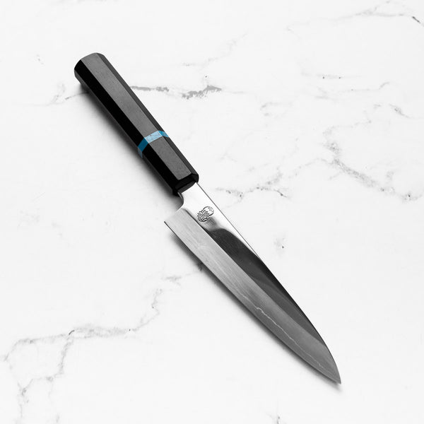 Sakai Kikumori "Choyo" Ginsan Petty 150mm - Ebony Turquoise