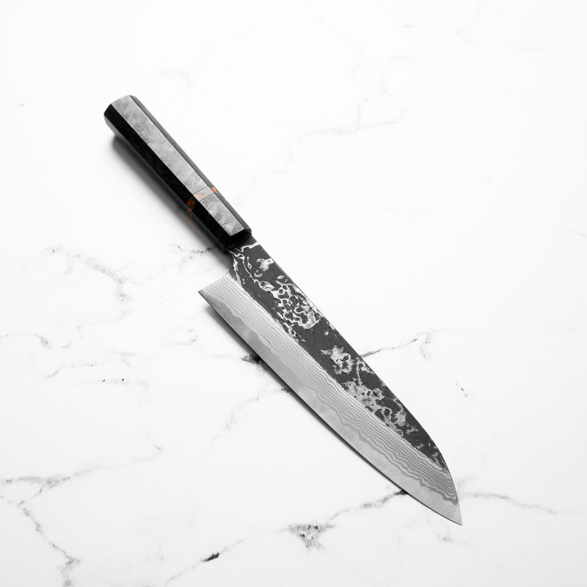 Hatsukokoro SLD Kurouchi Damascus Gyuto 210mm - Carbon Fibre