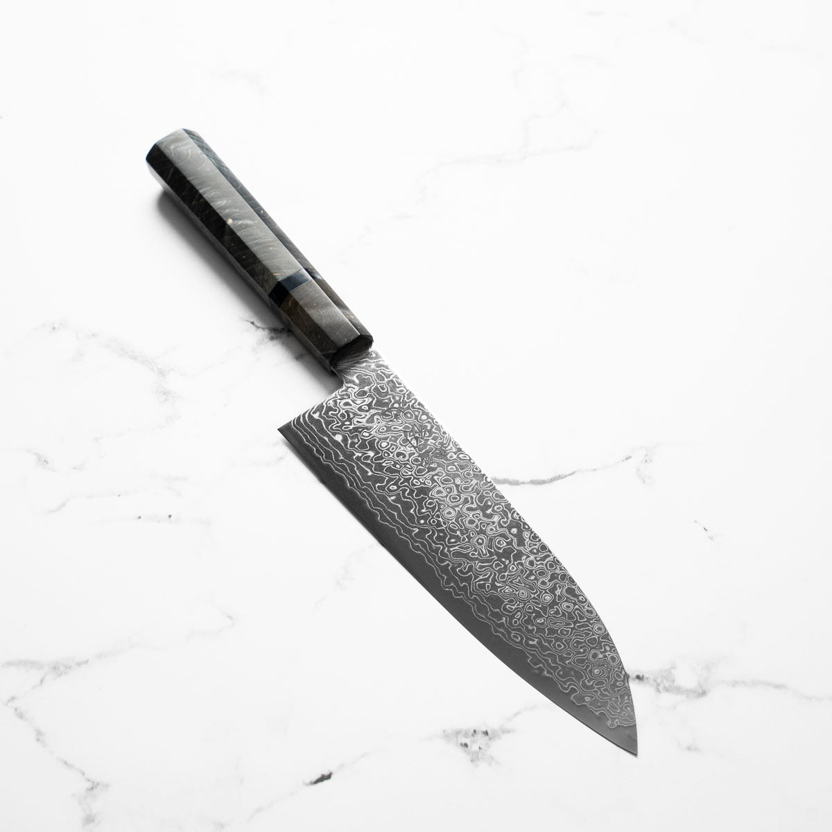 Hatsukokoro Ryuhyo SG2 Damascus Santoku 180mm -  Dark Maple