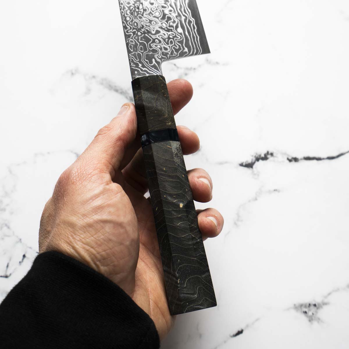 Hatsukokoro Ryuhyo SG2 Damascus Santoku 180mm -  Dark Maple
