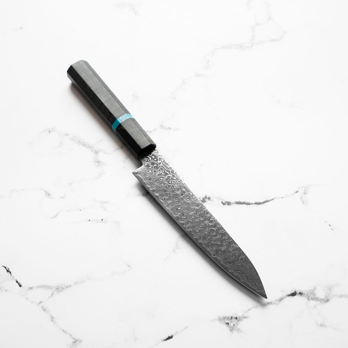 Hatsukokoro Ryuhyo Kurozome SG2 Damascus Petty 150mm - Maple Turquoise