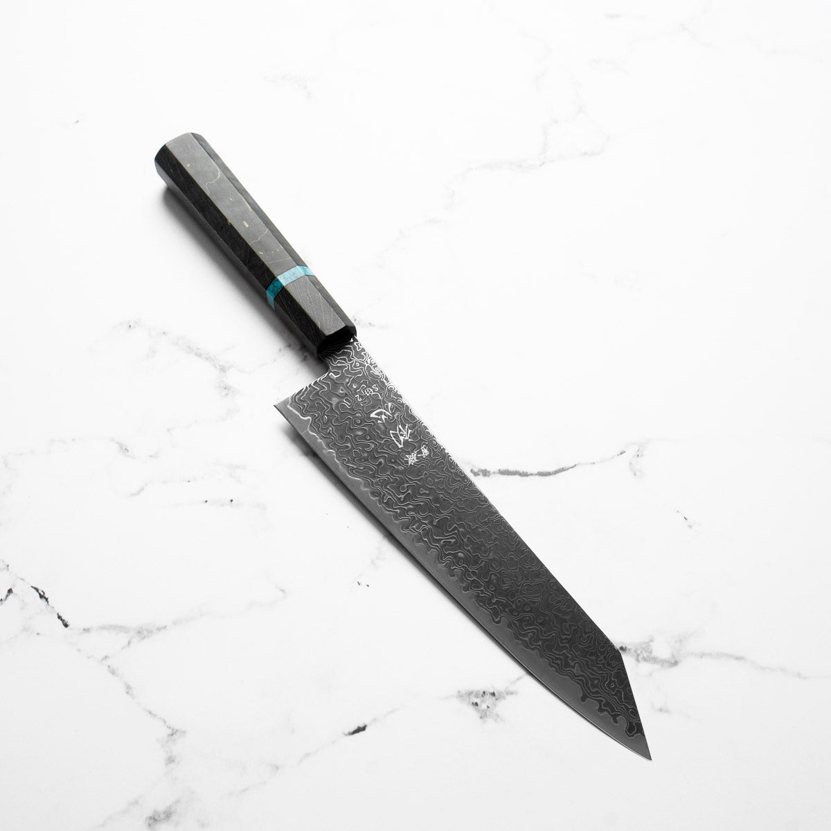 Hatsukokoro Ryuhyo Kurozome SG2 Damascus Kiritsuke Gyuto 210mm -  Maple Turquoise