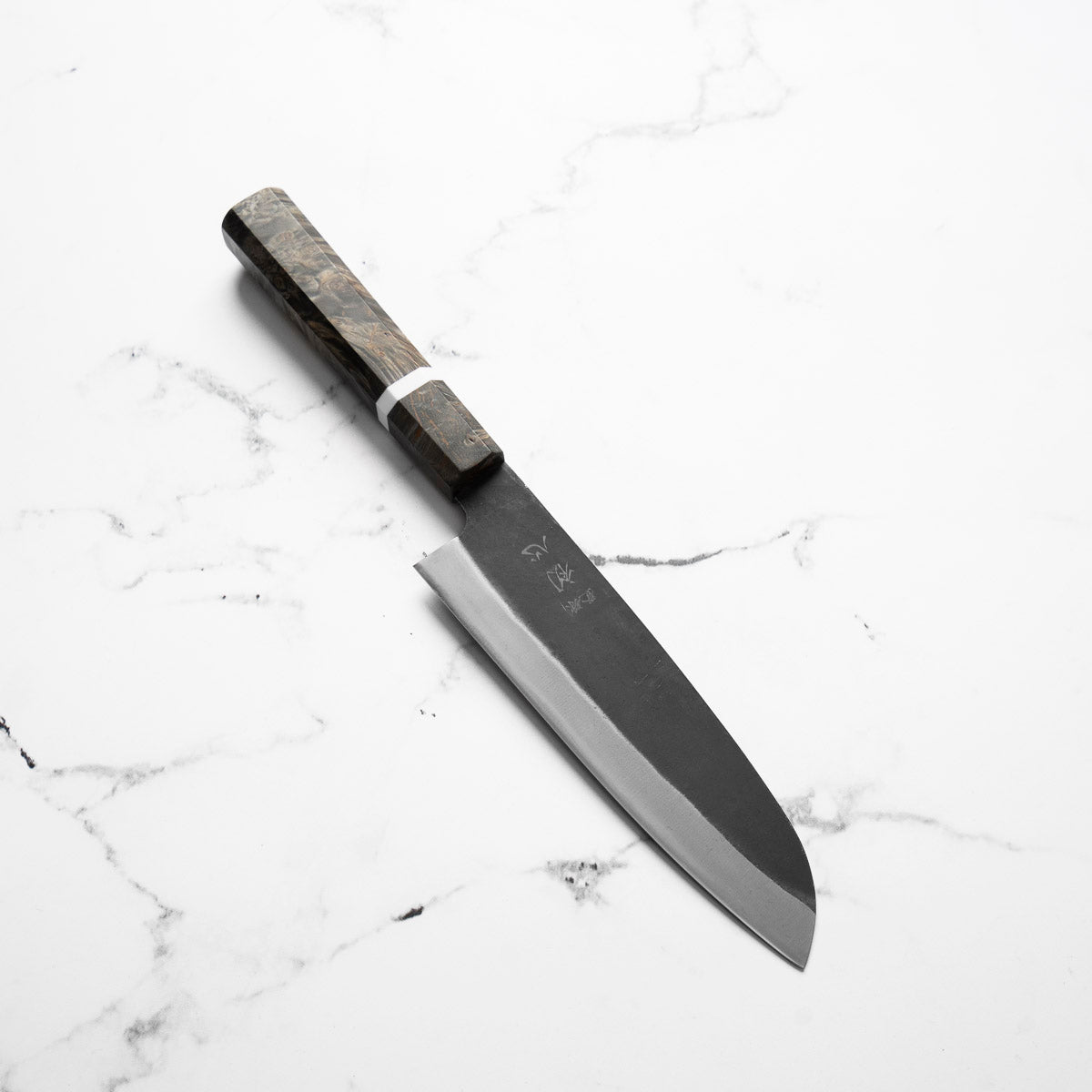 Hatsukokoro Blue 2 Kurouchi Santoku 165mm - Maple White Stripe