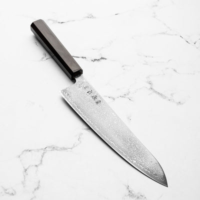 Hatsukokoro Hikari SLD Damascus Kurozome Gyuto 210mm - Ebony
