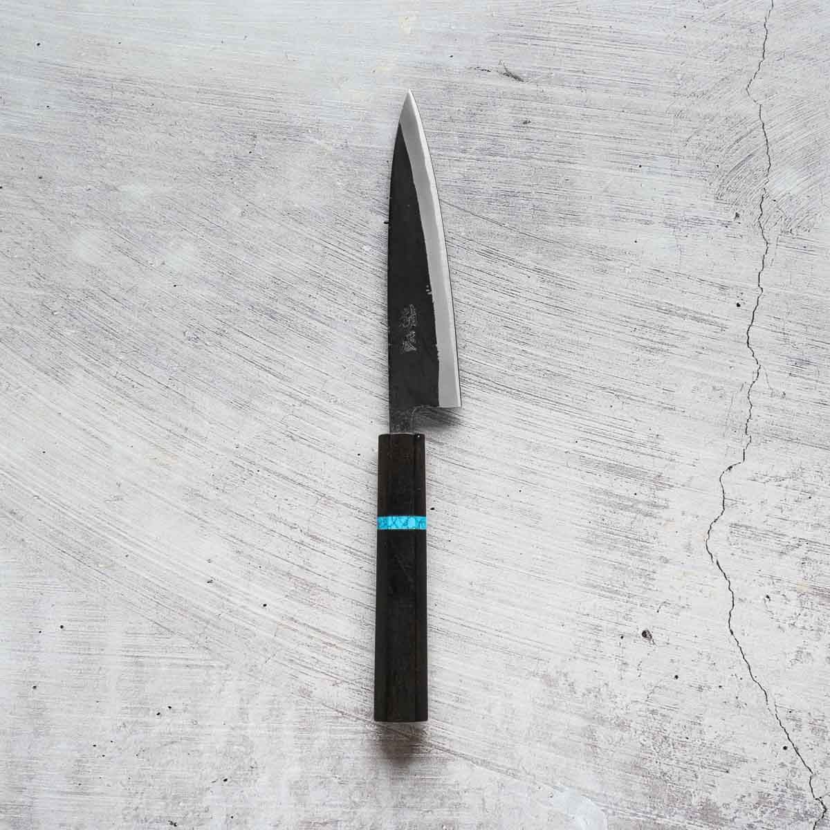 Seido "Kuro" x Tadafusa White 2 Kurouchi Petty 135mm - Ebony & Turquoise