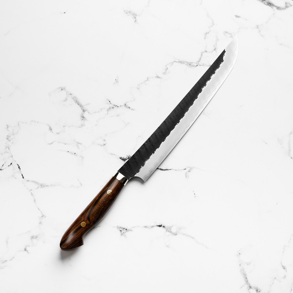 Nigara Hamono SG2 Kurouchi Tsuchime Sakimaru Sujihiki 300mm - Western Ironwood