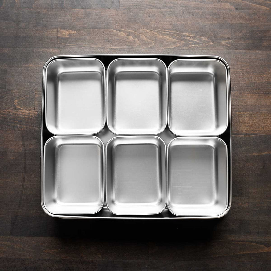 Stainless Yakumi Pan - 6 Compartments