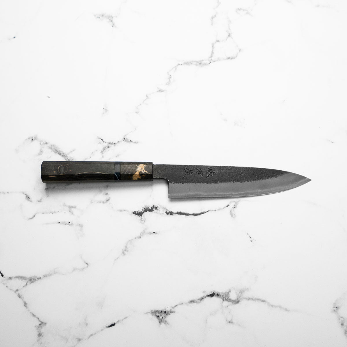 Mutsumi Hinoura Ajikataya White 2 SS Clad Petty 150mm - Dark Maple