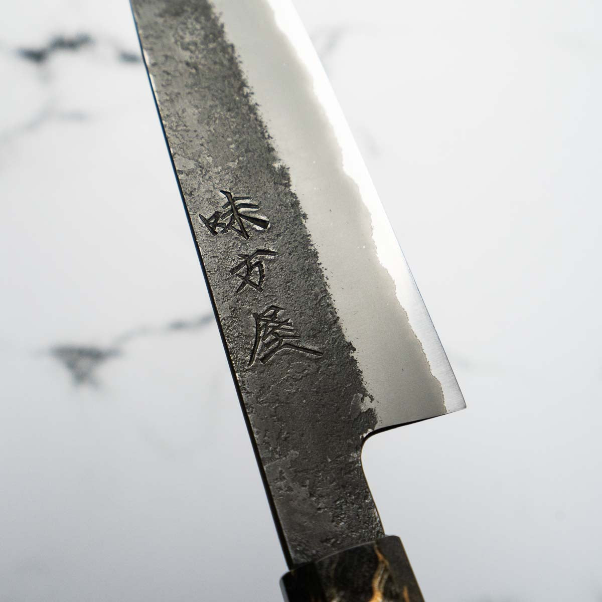 Mutsumi Hinoura Ajikataya White 2 SS Clad Petty 150mm - Dark Maple