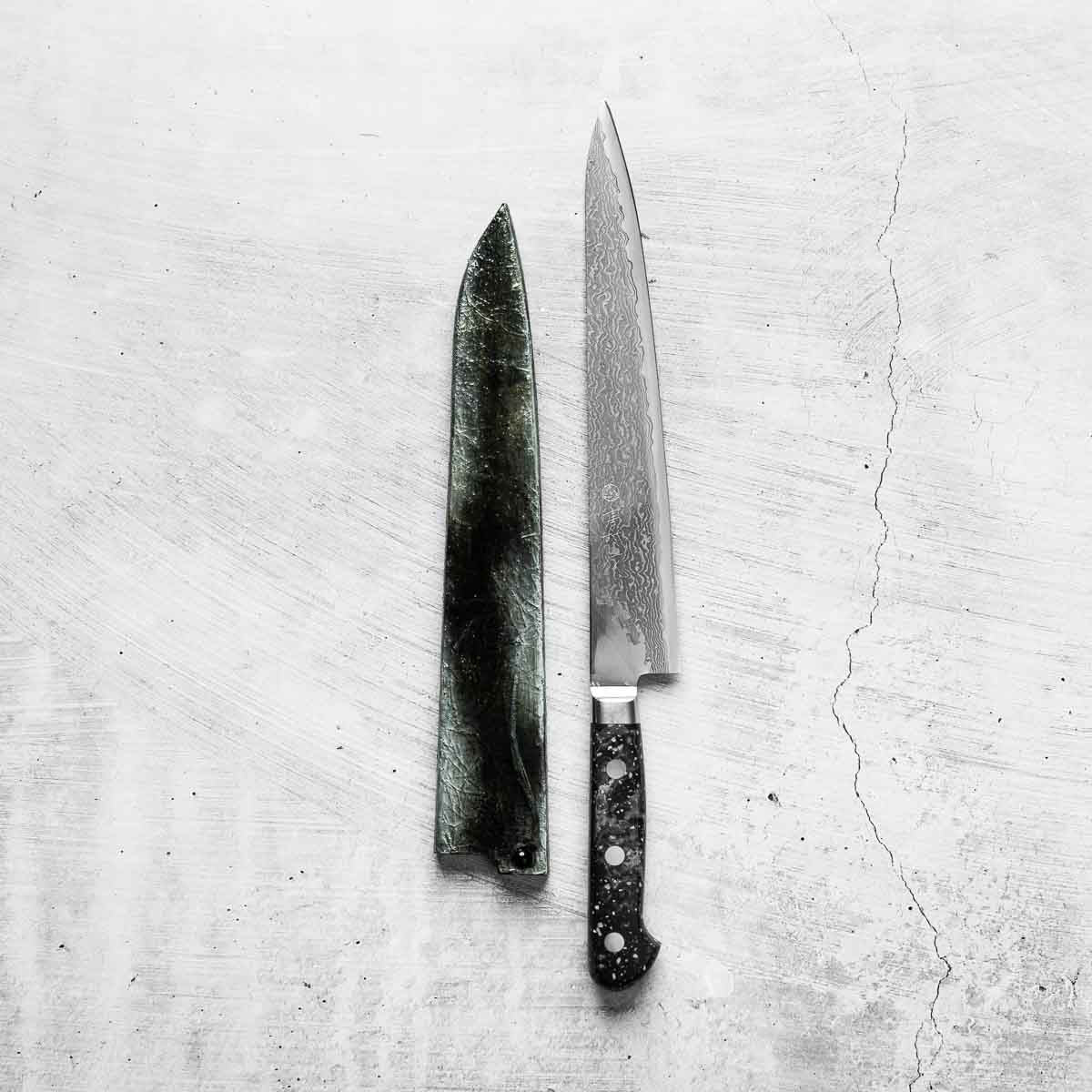 Takamura Uchigumo Hana SG2 Damascus Sujihiki 240mm w/Saya
