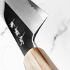 Nakagawa x Sakai Kikumori White 1 Mirror Finish SS Clad Bunka 180mm - Ebony and Blonde