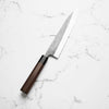 Wakui White 2 Stainless Clad Nashiji Gyuto 240mm - angled view