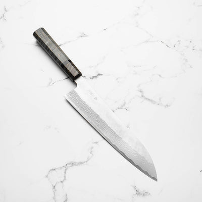 Nigara Hamono VG10 Tsuchime Damascus Gyuto 240mm - Dark Maple