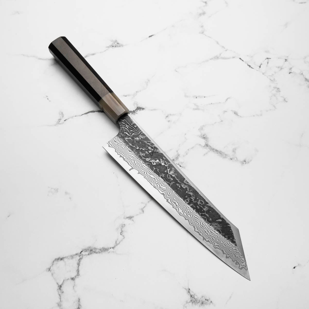 Hatsukokoro SLD Kurouchi Damascus Kiritsuke Gyuto 240 - Ebony & Blonde