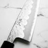 Tsunehisa White 2 Stainless Clad Tsuchime Santoku 165mm - Ebony - blade detail