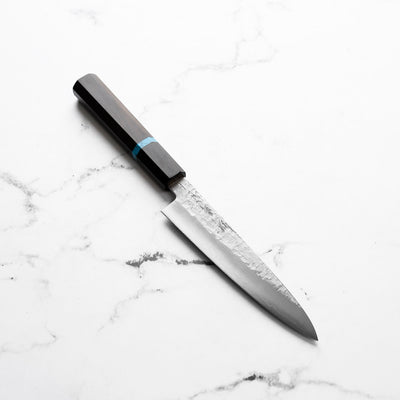 Satoshi Nakagawa Ginsan Tsuchime Petty 150mm - Ebony Turquoise