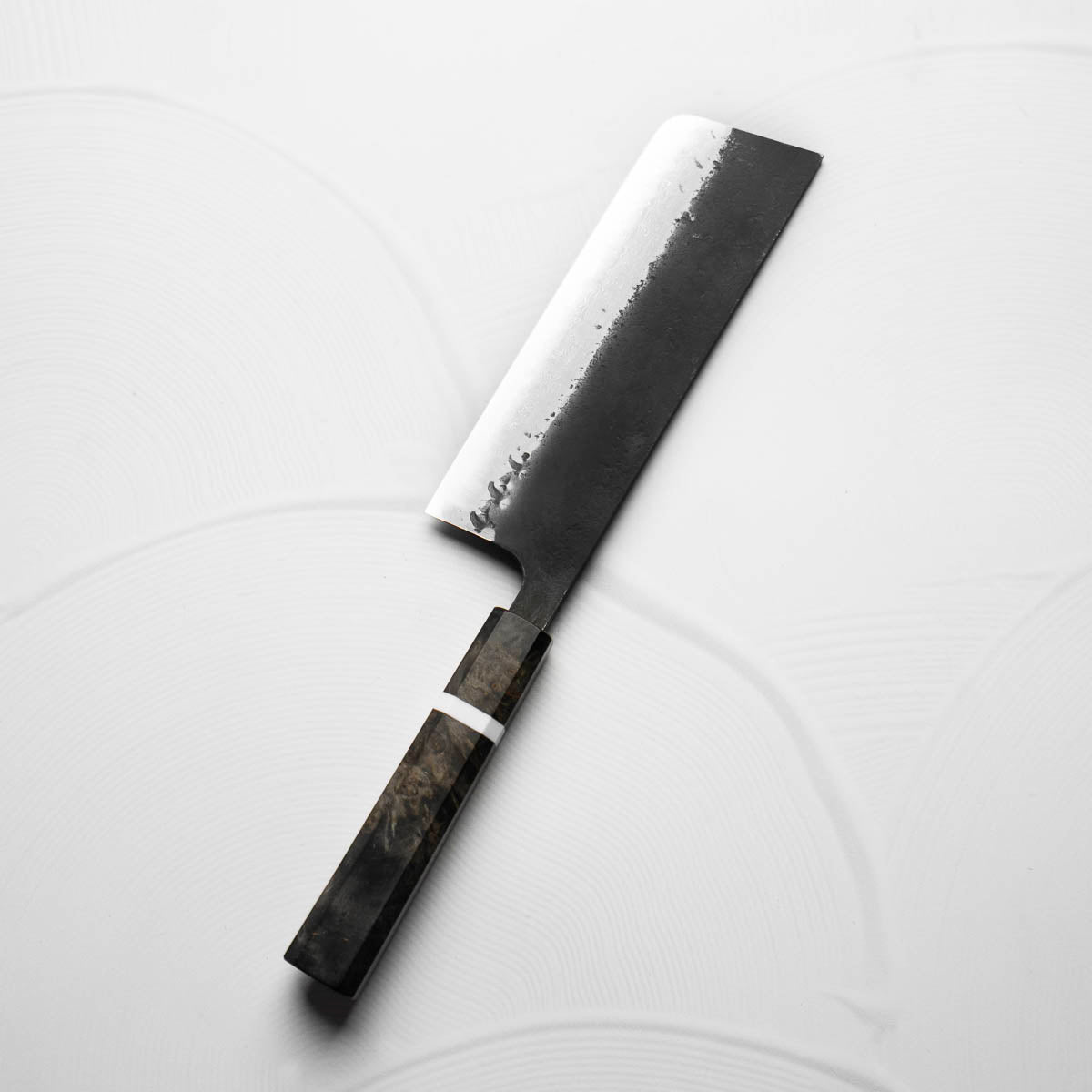 Hatsukokoro Shinkiro Blue Super Damascus Kurouchi Nakiri 165 - Maple