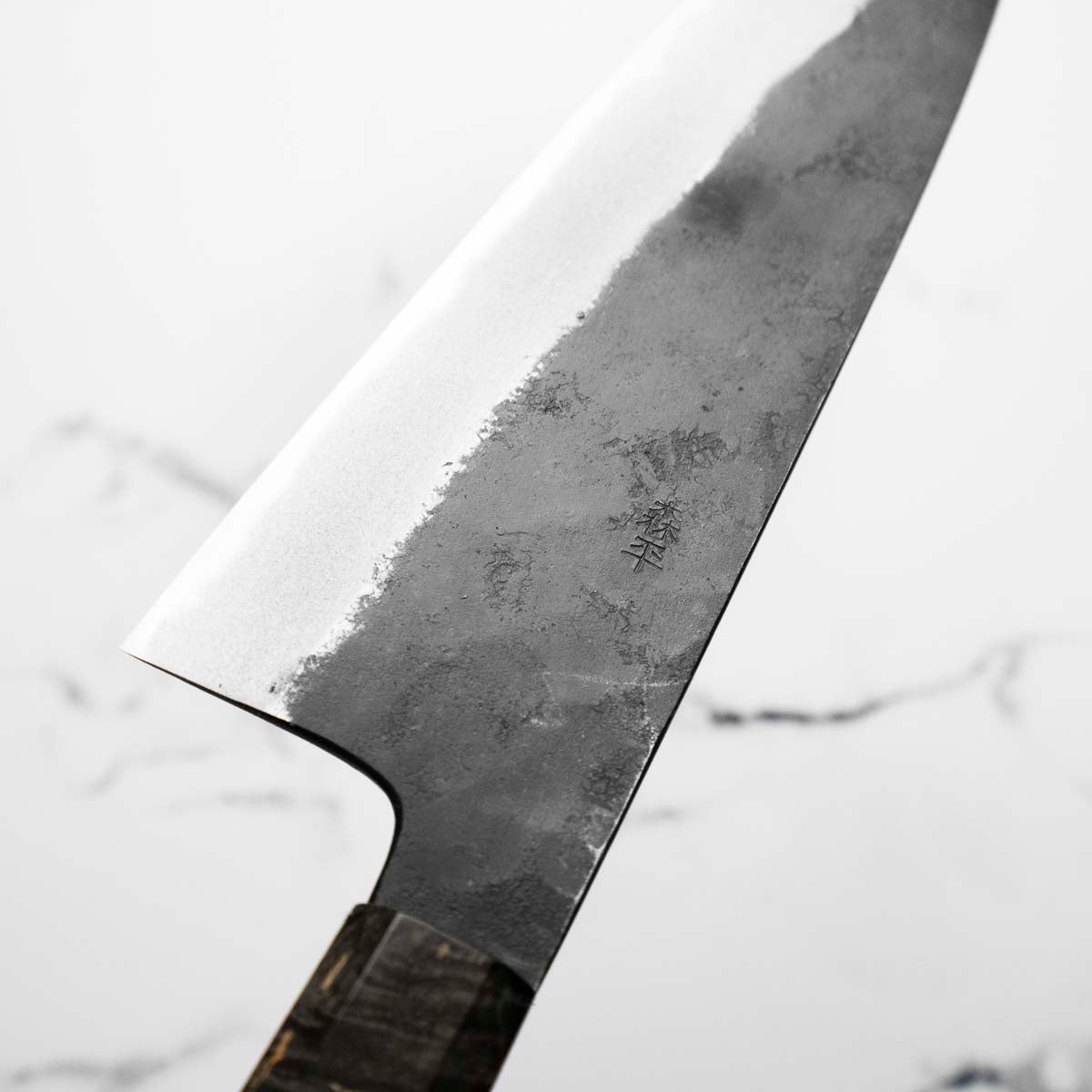 Morihei Hisamoto White 2 Kurouchi Extra Tall Gyuto 210mm - Dark Maple