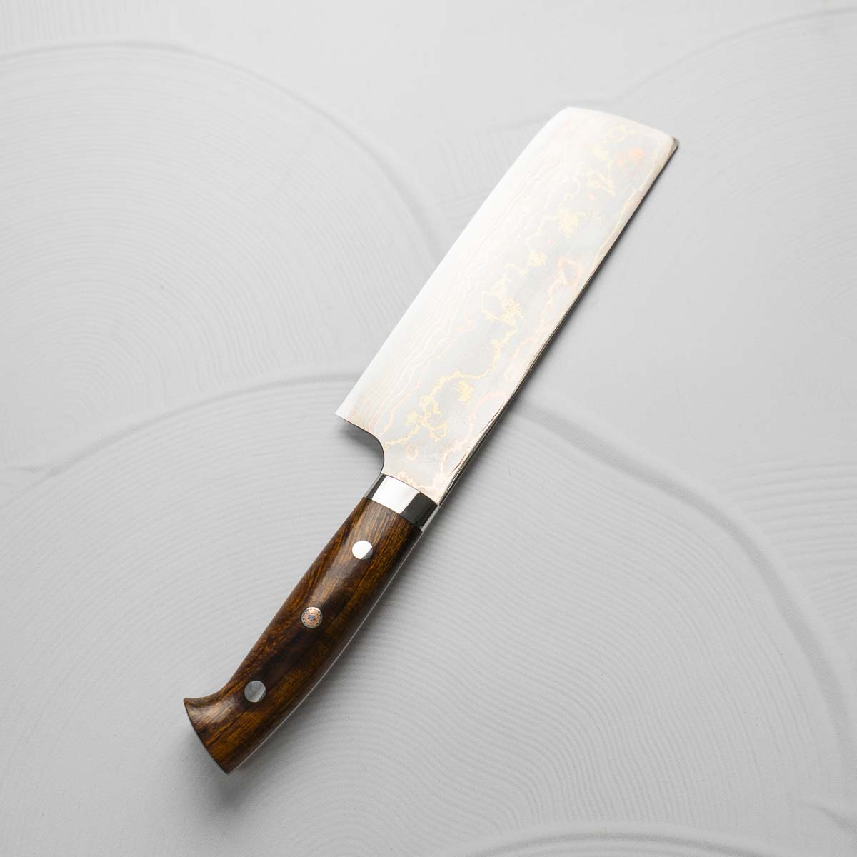 Takeshi Saji Blue 2 Rainbow Damascus Nakiri 175mm