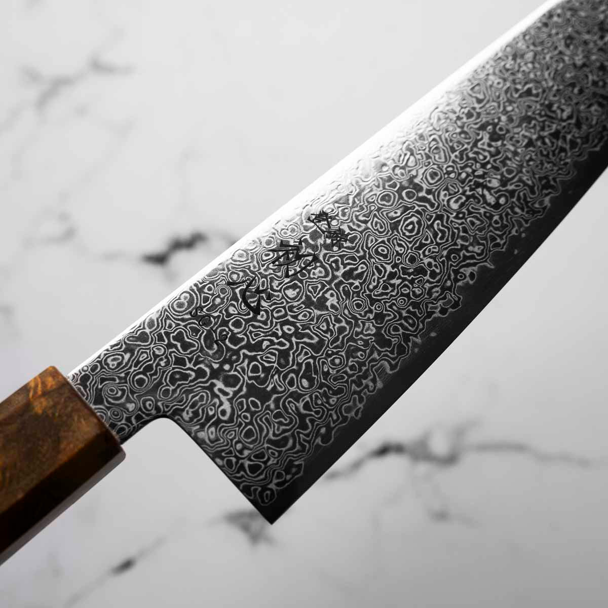 Hatsukokoro Saihyo SG2 Damascus Bunka 180mm - Golden Birch