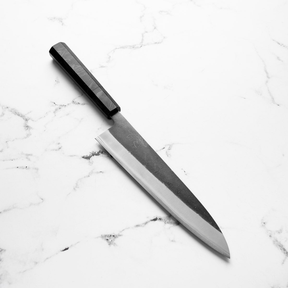 Yoshikane (Hatsukokoro) White 2 Kurouchi Nashiji Gyuto 210mm - Dark Carbon Fibre