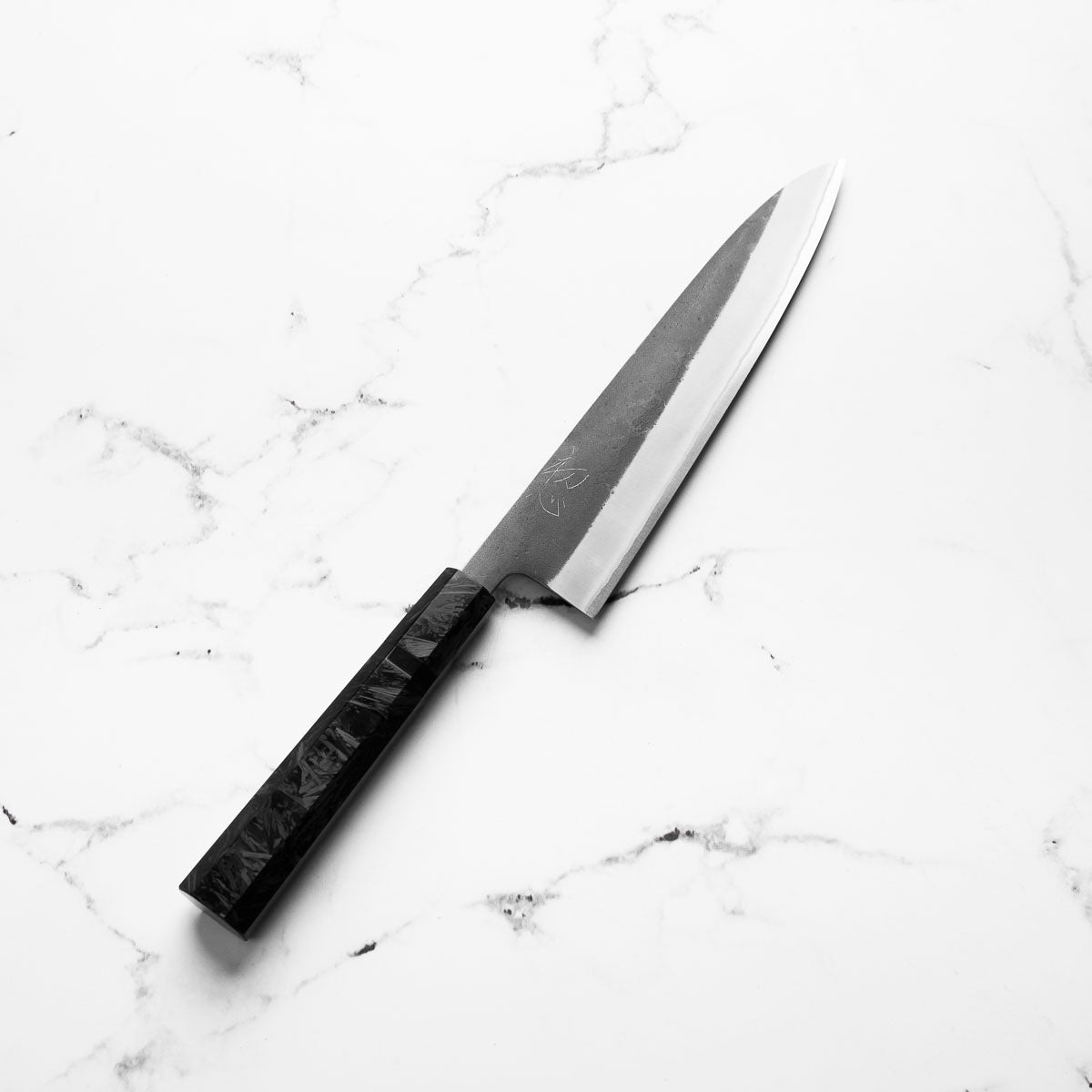 Yoshikane (Hatsukokoro) White 2 Kurouchi Nashiji Gyuto 210mm - Dark Carbon Fibre