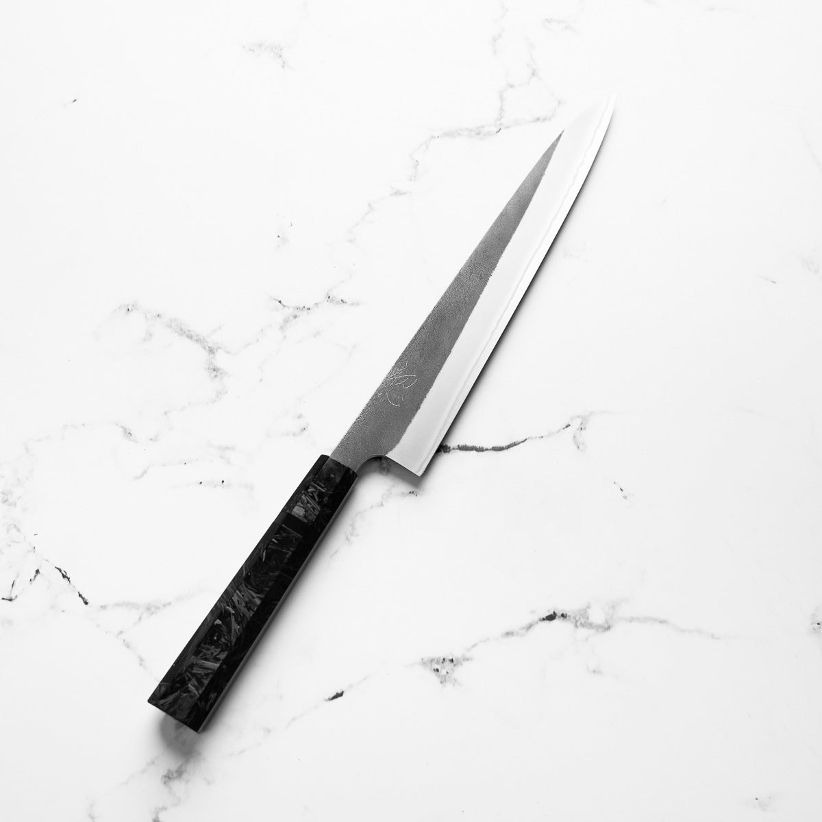 Yoshikane (Hatsukokoro) White 2 Kurouchi Nashiji Sujihiki 240mm - Dark Carbon Fibre