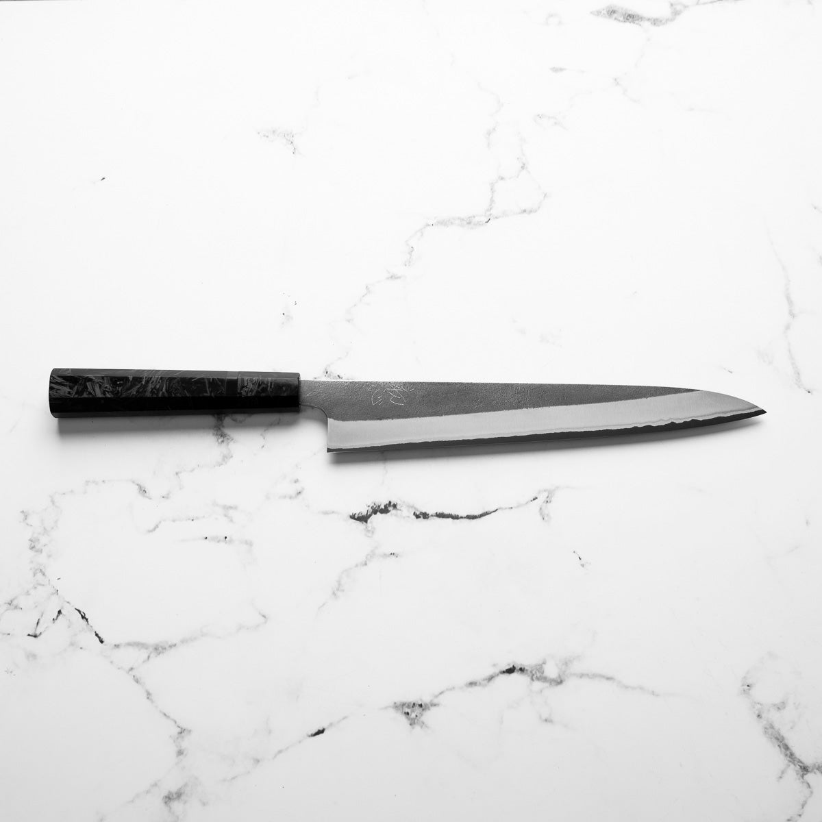 Yoshikane (Hatsukokoro) White 2 Kurouchi Nashiji Sujihiki 240mm - Dark Carbon Fibre