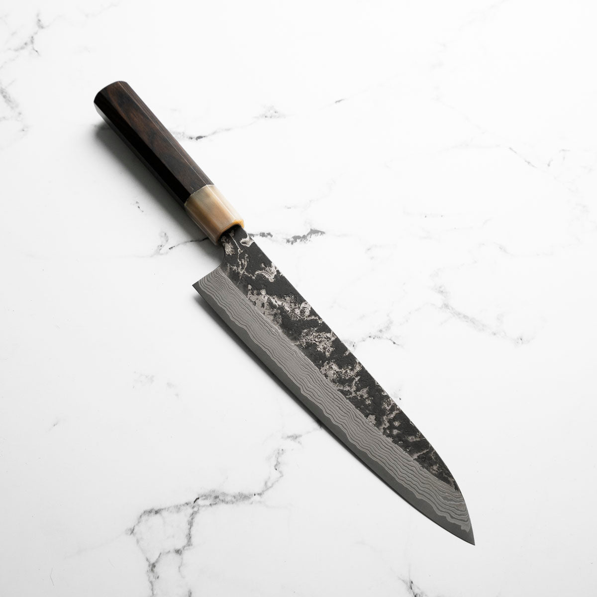 Hatsukokoro SLD Kurouchi Damascus Gyuto 240mm - Ebony & Blonde