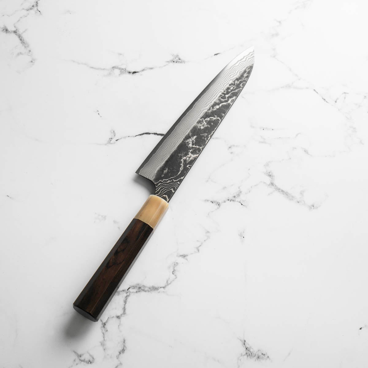 Hatsukokoro SLD Kurouchi Damascus Gyuto 240mm - Ebony & Blonde