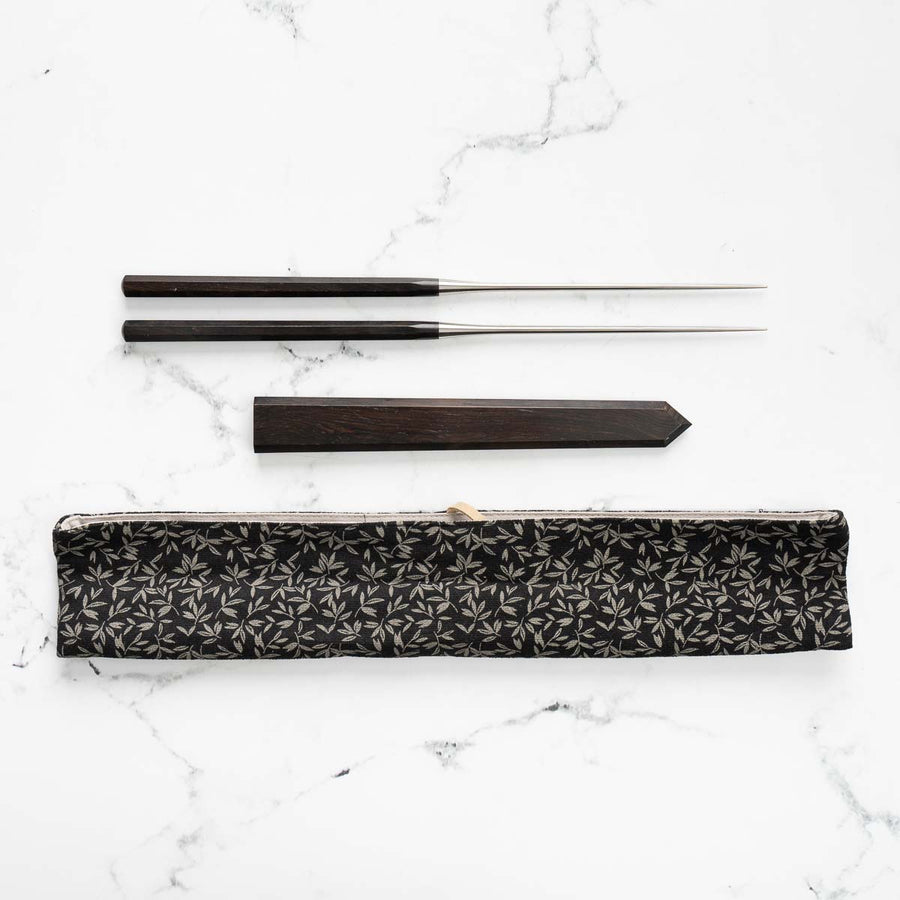 Hatsukokoro Ebony Moribashi Plating Chopsticks - 165mm
