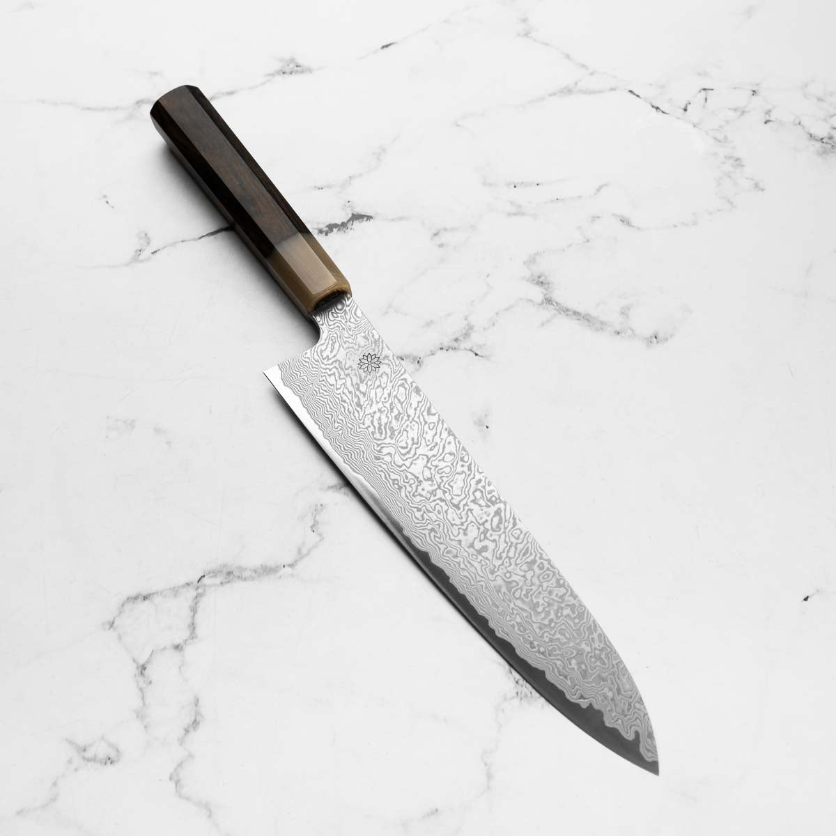 Sakai Kikumori "Minamo" ATS34 Damascus Gyuto 240mm - Persimmon