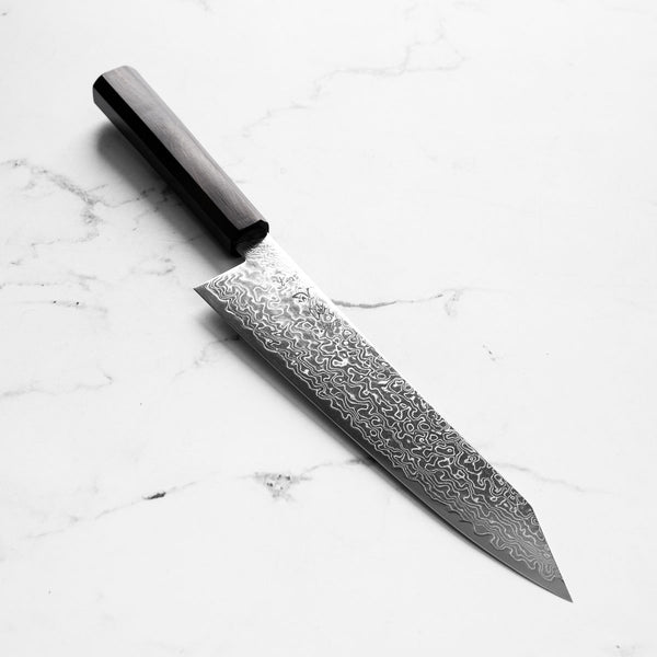Hatsukokoro Ryuhyo Migaki SG2 Damascus Kiritsuke Gyuto 210mm -  Ebony