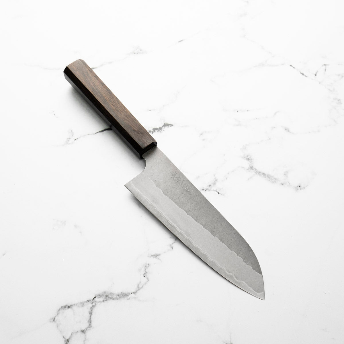 Nigara Hamono Blue Super Migaki Tsuchime Santoku 180mm - Ebony