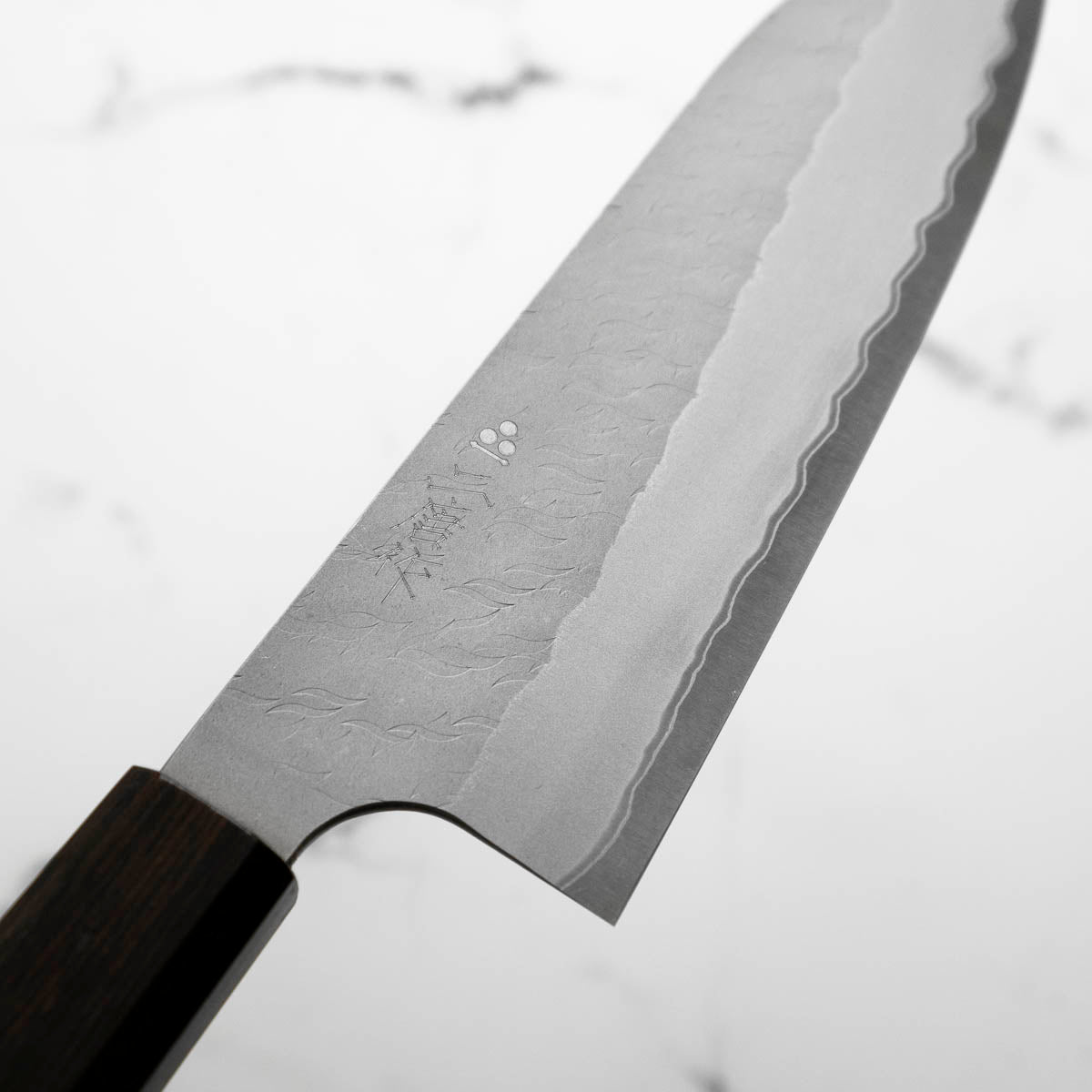 Nigara Hamono Blue Super Tsuchime Santoku 180mm - Ebony