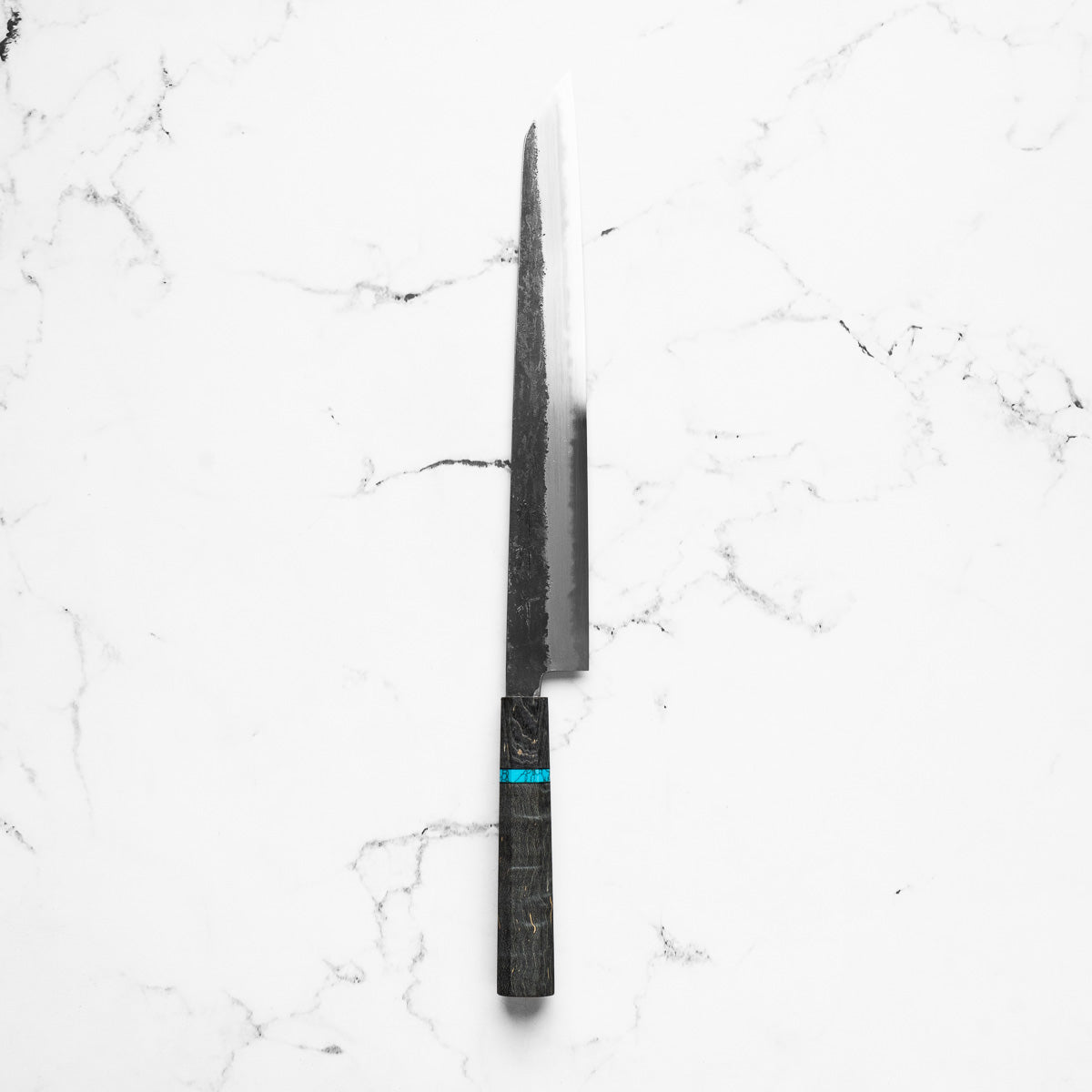 Sakai Kikumori White 2 Kurouchi Kiritsuke Sujihiki 300mm - Maple Turquoise
