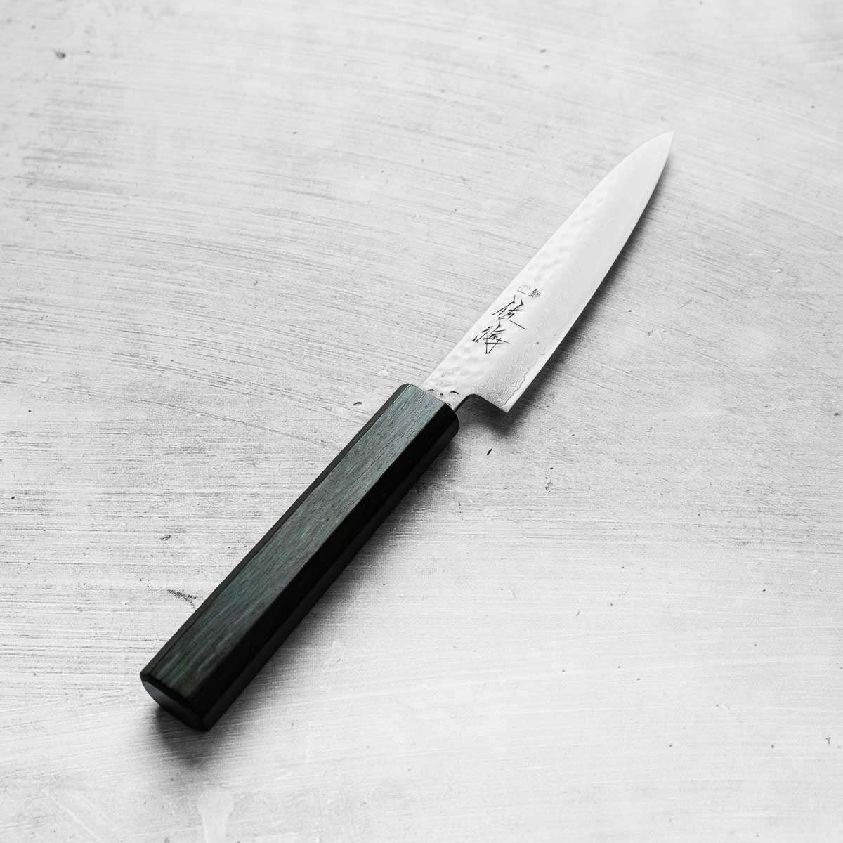 Touroku Sakai Kagayaki VG10 Damascus Tsuchime Petty 130mm