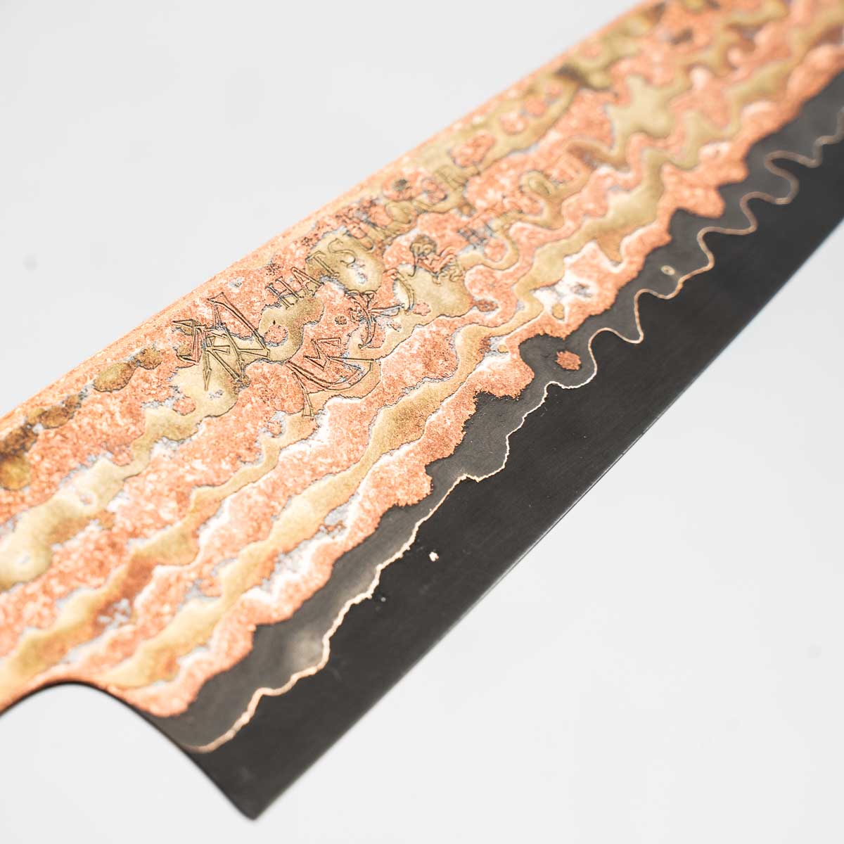Hatsukokoro Hinotori V-Toku 2 Rainbow Damascus Petty 150mm - Dark Carbon Fibre